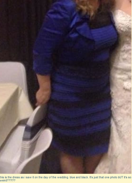 "Este é o vestido que eu vi no dia do casamento. Azul e preto. É apenas uma foto, mas é tão estranho!", escreveu a internauta (Foto: Reprodução/Tumblr)