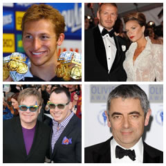 Convidados: Ian Thorpe, David e Victoria Beckham, Elton John e David Furnish e Rowan Atkinson | Fotos: divulgação